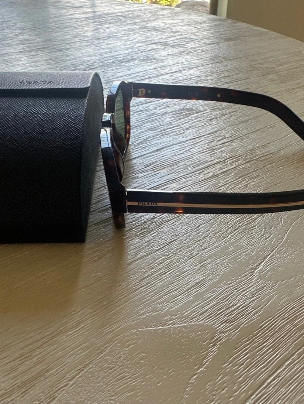 Prada SPR A16 Radica Tortoise Green Sunglasses MINT Full Set Box & Case
